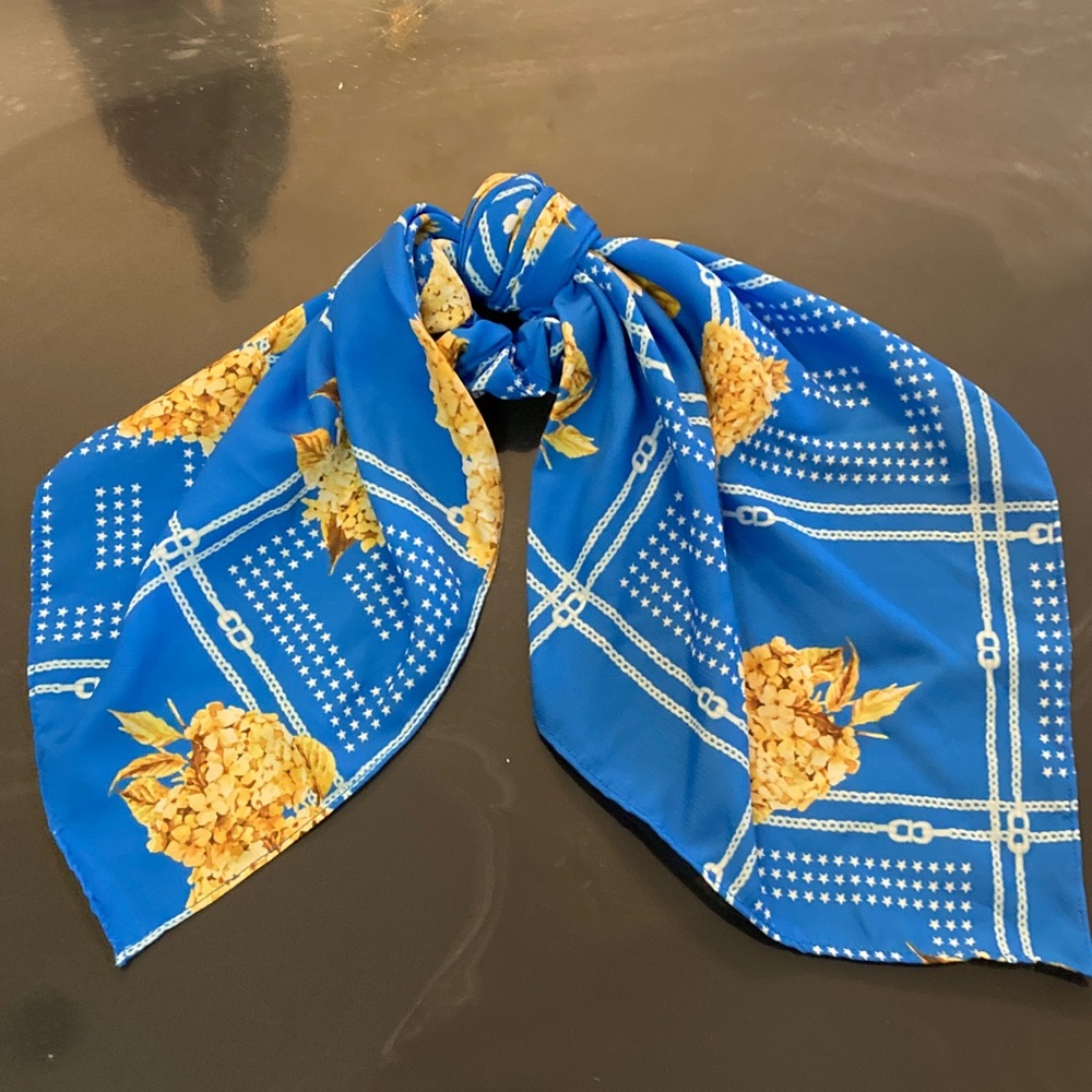 Blue and Yellow Floral Hair Scarf